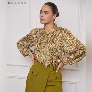 BNWT ESQUALO Blouse Bow Dimension Print